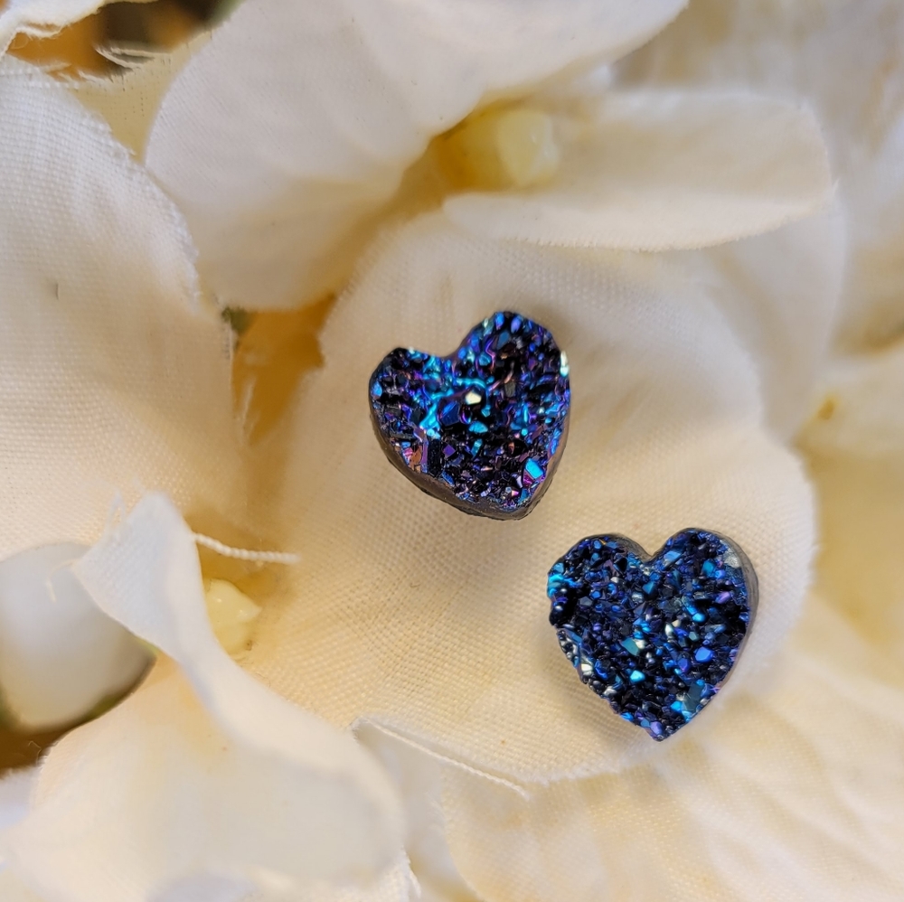 💍 💙💜 Gradient blue heart earrings
